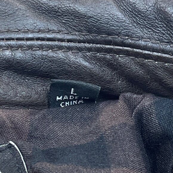 Levi’s Capital Mens Brown Leather Jacket With Pockets & Checkered Lining Sz Larg - Picture 11 of 12